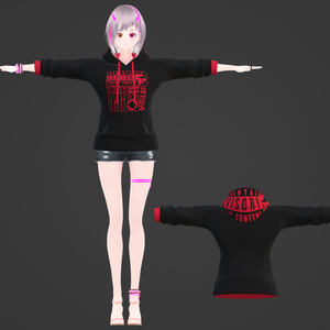 【VRoid用フードパーカー】ANGER365 応援用